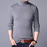 FDJIAJU Männer Winter Pullover - Herren Pullover Herbst Winter Dicker Warmer Pullover Herren Strick Kaschmir Pullover Herren Schwerer Rollkragenpullover,Grau,XXL