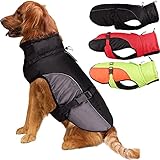 Etechydra Hundemantel Jacke für große Hunde, super wasserdichte Winterjacke, warme Hundejacke Kleidung Weste mit Geschirrloch, reflektierende Hundebekleidung mit Verstellbarer Schnalle, grau, XL