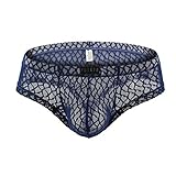 Xniral Herren Boxer Slips Unterwäsche Dessous Strings Höschen Netz atmungsaktiv Unterwäsche String Männer String Dessous Bademode(Marine,XL)