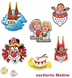 KarnevalsTeufel 1 Anstecker I Love Köln Kölnbutton Verschiedene Motiven zur Auswahl Accessoire (Clown Rot)