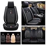 Maibuli Auto Sitzbezüge Set für FIAT Spider 500 C X L 500 Turbo Abarth 500C 5 Sitze PU Leder Sitzauflage Innenraum Zubehör Standard-Sitzbezug Schwarz W