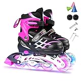 Lixada Inliner Skates für Kinder/Jungen/Mädchen, Einstellbare beleuchtende Bequeme Inline-Skates mit leuchtenden Rädern für Kinder und Jugendliche Inline-Skates,Größe 27-32/33-37/38-41