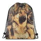 Kordelzugbeutel Rucksack Deutscher Schäferhund-Muster Turnbeutel Polyester Gym Bag Einstellbar Sportsack Für Damen Strand 36X42