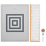 Fiskars Bastel-Starter-Set, 3-teilig, Inklusive Rollschneider, Ø 45 mm (1003736), A2 Schneidematte, 45 x 60 cm (1003895) und Lineal, 15 x 60 cm, (1003898), 1059565