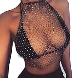 Fenical Frauen Schiere Rock durchsichtig Strass Fischnetz Rock Bikini vertuschen Rock