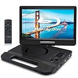 FANGOR Tragbarer Blu-Ray-DVD-Player, 25,7 cm (10,1 Zoll), mit HDMI-Eingang/Ausgang, integrierter Akku, Synchronisations-Bildschirm, AV-Ausgang/Eingang, Dolby-Audio, USB/SD-Wiedergab