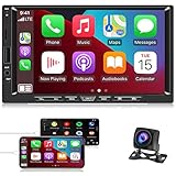 NHOPEEW Autoradio Carplay Android Auto 2 Din Touchscreen 7 Zoll Autoradio Multimedia-Player mit Schnelllade-USB, unterstützt Bluetooth FM TF SD AUX