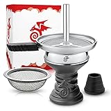 Little Dragon® Shisha Kopf Set 2.0 inkl. Kaminaufsatz, Shisha Sieb und Dichtung - Massiver & Handgemachter Shisha-Steinkopf für mehr Geschmack und enorme Rauchentwicklung - Premium Shisha Zubehö