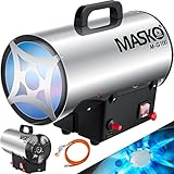Masko® Gasheizgebläse Gasheizer Heizkanone Gasheizstrahler 10 KW Bauheizer Gas Heizgerät heizstrahler Heißluftgenerator inkl. Gasschlauch & Druckminderer Heizgebläse für handelsübliche G