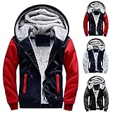 Plüsch Hoodies Herren Casual Splice Ärmel Kapuzenpullover Plus Samtnähten Pullover mit Kapuzen Langarm Mantel Reißverschluss Tasche Winterjacke Herbstjacke Übergangjacken Outdoorjacke Kapuzejack