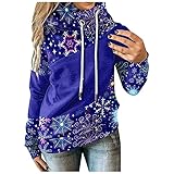 Schneeflocke Drucken Zweifarbige Hoodies Damen Doppelte Rollkragen Casual Kapuzenpullover Tie Dye Colorblock Mode Hoodie Sweatshirt Stehkragen Hoodie Pullover Farbblock Langarmshirt Ob