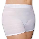 7er Set Wochenbett Panties mit Bein-Ansatz, Seamless Damen Pagen Krankenhaus Slips für Einweg Wöchnerinnen Binden nach der Geburt, Unterwäsche Mehrpack, Weiß, L