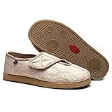 IJNBHU Diabetes Schuhe Atmungsaktive Heimschuhe für Schwangere Ältere Anti-Rutsch Weiche Damen Herren Hausschuhe,Beige-EU35/225