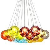 Chents 19 Glaskugeln Kronleuchter Multi Bubbles Pendelleuchte Großer Kronleuchter Wohnzimmer Kinderzimmer Villa Hohle Moderne Minimalistische Treppenlampe 60x120cm (Farbe : Weißes Licht)