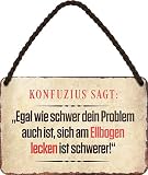 Blechschild ''Konfuzius SAGT. egal wie schwer Problem ist'' 18x12cm Geschenk Lustige Sprüche Feier Vintage Retro Geburtstag Deko Party Überraschung Fan Sarkasmus Ironie Funny Schwarzer H