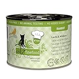 catz finefood Ragout N° 605 Lachs & Ente Katzenfutter nass - Feinkost Nassfutter für Katzen in Sauce ohne Getreide und Zucker mit hohem Fleischanteil, 6 x 190 g D