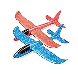 Flanacom Premium Styroporflieger XXL 43 cm - 2er Set - Robustes Flugzeug zum Werfen - Glider - Segelflugzeug - Modellflugzeug - Flieger zum Spielen - Spielzeug fü