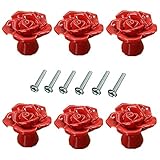 6 PCS Rose Blume Form 40 mm Keramik pullhandle, Schrank Türknauf, Kleiderschrank Schrank Schublade Schrank Küche Schrank Box Mülleimer Rollladen Schränke Knöpfe G