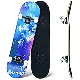 Skateboard, 31 x 8 Zoll komplettes Skateboard,8-lagiges Ahornholz, ABEC-11 Kugellager und 95A Rollen,Standard-Skateboards für Kinder, Jugendliche, Erwachsene, Anfäng