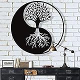 Metall-Wandkunst, Baum des Lebens Wandkunst, Metall Yin Yang Dekor, Metall Wanddekoration, Innendekoration, Wandbehänge (59 x 59 cm)