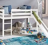 Homeline Timo Weiss Kinderbett Hochbett mit rutsche Leiter Hochbett Spielbett Kiefer M