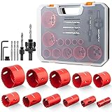 Lochsäge Bimetall, Meinraum 17 PCS Lochfräse Set mit 11 Sägeblättern 19mm-68mm, inklusiv 2 Schafte, 3 Bohrer, 1 Sechskantschlüssel, für Aluminium, Holz, PVC-Platte und Kunststoffp