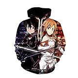 Zhongkaihua Sword Art Online Hoodie Anime Figur gedruckt Kirigaya Kazuto Yuuki Asuna Hoodie Sweatshirt Casual Top Pullover Pullover für Kinder Erwachsene, Typ 1, XXL