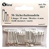 36 Stück Mini Sicherheitsnadeln weiß ca.19 mm, Sicherheits- Nadel Nadeln, sl, 3017