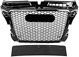 ZNBLLH Kühlergitter Front Sport Hex Mesh Wabenhaube Grill Glänzend Schwarz Für Au-Di A3 / S3 8P 2009 2010 2011 2012 2013 Für Rs3 Style (Color : Chrome Emblem)