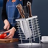YUNYODA Messerblock,Messerhalter,304 Edelstahl Messerregal Lagerregal Regal Universal Messerblock Halter Messeraufbewahrung für Home Kitchen R