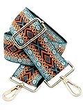 BENAVA Taschengurt Boho Muster Schulterriemen für Taschen 75-135cm mit Karabiner in Farbe Gold | Schultergurt für Taschen mit Strickmuster als Ersatz für Taschenhenkel Taschenriemen Taschenk