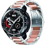Giaogor Armband Kompatibel mit Honor Watch GS Pro, Classic Edelstahl Uhrenarmband für Honor Watch GS Pro Smartwatch (Silber-Roségold)