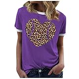 Oberteile Damen T-Shirt Sommer Kurzarm Oversized Lustige Drucken Rundhal Tops Tee Teenager Mädchen Beiläufig Oberteile Shirt Bluse Sport-S