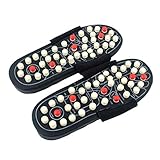Massage Schuh Akupressur Magnet Therapie Massage Schuhe- Fußreflexzonen Akkupressur Fitness Fußpflege Massage Orthotic Slipper Gesundheit Pantoffeln (Color : Black, Size : 44-45)