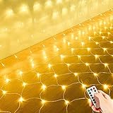 Vegena Lichternetz LED Netz 3x2m - Lichterkette Netz mit Timer Fernbedienung 8 Modi 200 LEDs Lichterketten Netz Lichternetz Außen Innen für Geburstag Weihnachten Hochzeit Party Dekoration, Warmweiß