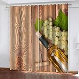 XDJQZX Vorhang Blickdicht Mit Ösen 3D Weinmuster Druck Muster Thermo Verdunklungsvorhänge, Gardinen Für Schlafzimmer Wohnzimmer Kinderzimmer Fensterdekoration 235X230 cm 2Er S