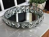Stilvoller runder Spiegel mit Strasssteinen, Schmuck-/Make-up-Organizer, Tablett für Kerzen, Teller für Frauen, Hochzeit, Esstisch, Hauptdekoration, Tablett, 20