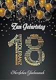 Geburtstagskarte 18. Geburtstag Junge Mädchen 18 Jahre einzigartig Geburtstagskarte mit Nummer 18 und Glückwünschen Schwarz Gold zum 18. Geburtstag