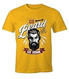 MoonWorks Herren T-Shirt - Go Beard or Go Home Bart Barber Shop Barbier Hipster Bartträger Mustache gelb M