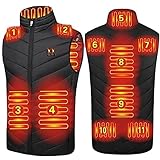 Yokbeer Gilet Chauffant Électrique USB Taille Légère À Droite 11 Zones de Chauffage Résistant À L'eau et au Vent Avec Écran Tactile (Color : Black, Size : 6XL)