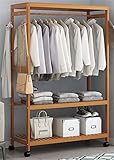 JHKGY Rollgarderobe, Kleiderstange Aus Bambus,  Kleiderstange, Für Schuhe, Hüte Und Schals, Auf Dem Flur, Wohnzimmer, Gästezimmer,H 99×35×165