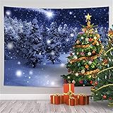 YYRAIN Weihnachten Polyester Wandteppich Moderne Hauswanddekoration Stoff Bar Bankett Wandbehang Multifunktionale Tischdecke Strandtuch 79x59 Inch{W200xH150cm}