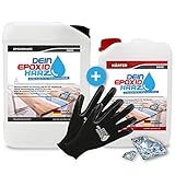 Dickschicht - Epoxidharz mit Härter | 9,6kg Set | Profi Qualität, ultraklar & geruchsarm | 10cm in einem Guß + S