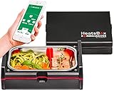 ROMMELSBACHER Elektrisch beheizbare Lunchbox HB 100 Heatsbox - zum Erhitzen von Speisen, Zeitvorwahl, Edelstahl Schale (925 ml), Transportdeckel, per App & manuell steuerbar, 100 Watt, schw