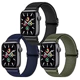 Younsea 3er-Pack Ersatzarmband Kompatibel mit Apple Watch 44mm 42mm 38mm 40mm, Nylonarmband für iWatch Series 6 5 4 3 2 1/Apple Watch SE, Damen und Herren 42mm/44mm Olivgrün/Marineblau/Schw