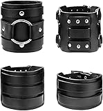 Milacolato 4 PCS Breites Leder Armband Cool Tribe Gauntlet Buckle Punk Rock Armbänder Einstellbar für Männer D