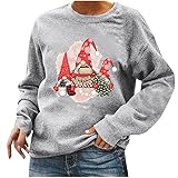 RKaixuni Damen Vintage Oversize Weihnachtspullover Elfen Santa Lustig Baumwolle Langarm Mädchen Oversize Weihnachts Xmas Pulli Shirt Weihnachtsmann Sweatshirt Ugly Christmas Sw