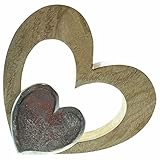 SIDCO Holzdeko Herz Mangoholz Doppelherz Herzen Liebe Fensterdeko Tischdeko Dek