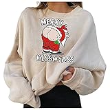 Briskorry Teenager Mädchen Pullover Damen Oversized Weihnachten Casual Lose Christmas Sweatshirt Weihnachtspullover Lustig Ugly Xmas Sweater Herbst Winter Rundhals Lang