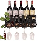 FFF-shelf Weinglashalter Weinregal Wandmontiert, Weinregal mit Gläserhalter, Wohnküchendekor, Eisen, 42x20x12